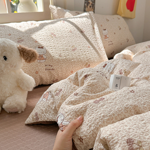 Nuevo Juego de Ropa de Cama de 4 Piezas con Estampado de Hilo Esponjoso, Estilo Fresco 2026, Suave, Esponjoso, Transpirable y Cómodo - Product Image 4