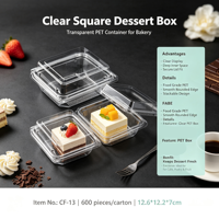Offre Spéciale – Boîte à Gâteau Carrée Jetable 450ml, Couleur Personnalisée, en PET Transparent de Qualité Alimentaire pour Desserts, Pains et Tiramisu à Emporter