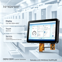 Professionelles Fabrikmodul Giantpower 7 Zoll 1024x600 IPS TFT LCD mit 27-LED-Hintergrundbeleuchtung für Automotive, Industriesteuerung und Smart-Anwendungen