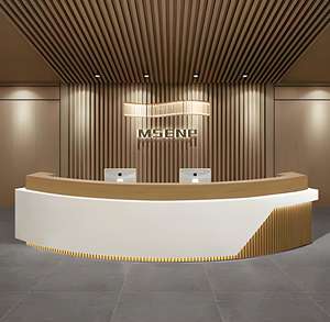 B048 Arc <b>Office</b> Front <b>Desk</b> Reception Counter Table for Hotel Dental <b>Office</b>-Modern Luxury Design Corrosion Resistant Artificial - Product Image 1