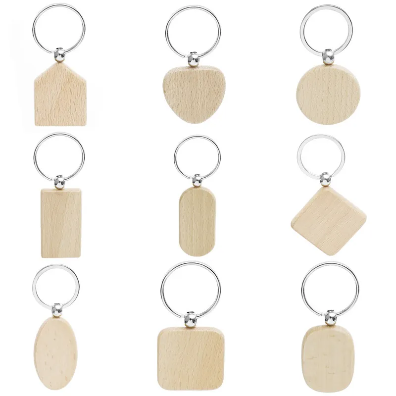 Рекламный пустой деревянный брелок для ключей с логотипом на заказ, деревянный брелок для ключей, брелок для ключей для рукоделия