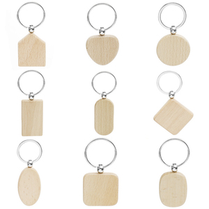 Custom Logo Wooden Keychain & Key Tags Promotional Blank DIY Crafts for Carabiners & Key Rings