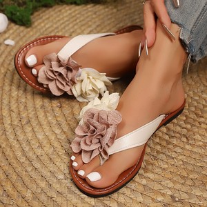 ashion2025 Flower Outer Wear Flat Slippers Casual All-match Beach Sandals Comfortable Thong-toe Herringman231 - Product Image 1
