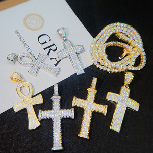 Liontin Salib Moissanite Super Murah Siap Kirim, Liontin Bertabur Batu Moissanite VVS Perak Sterling 925 - Product Image 4