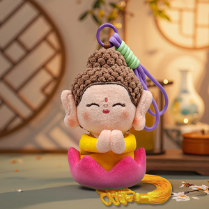 Porte-clés en peluche Bouddha Maitreya 15 cm, poupée en peluche douce, pendentif Lotus pour sac ou décoration de voiture - Product Image 3