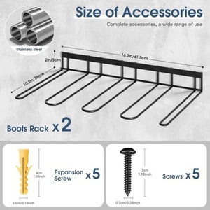 <b>Wall</b> Mounted <b>Shoe</b> <b>Rack</b> Carbon Steel Boot Storage Frame Space Saving Sneakers And Boots Organizer Black - Product Image 5