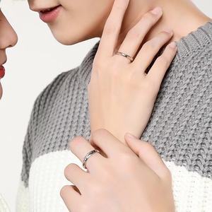 Anillo de Pareja Ajustable de Plata de Ley S925, Anillo de Compromiso Simple de Amor, Joyería Fina al por Mayor, Regalo de San Valentín - Product Image 3