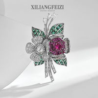 Broche de luxe XILIANGFEIZI en cuivre et zircon, accessoires de corsage et de manteau, vente en gros pour femmes