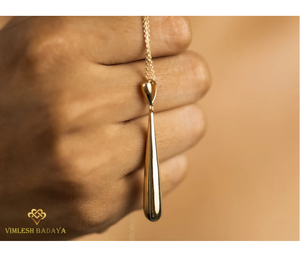 Collar de Alta Calidad con Colgante de Gota de Agua Vertical en Oro Sólido, Joyería Minimalista con Dije de Bate de Béisbol, Regalo de Navidad - Product Image 2