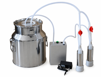 Machine à traire électrique de grande capacité 18L pour vaches et chèvres, pompe à vide à double tête 60W avec seau en acier inoxydable