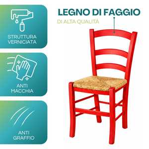Sedia Rustica in Legno Verde con Seduta in Paglia 43x42x86 Cm, Robusta e Tradizionale per Casa e Cucina - Product Image 4
