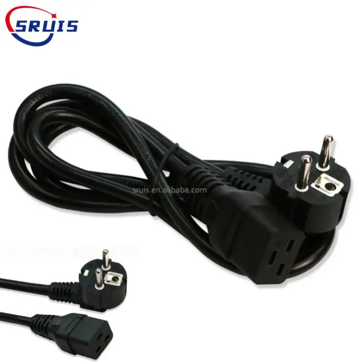 EU mains power cord Schuko CEE 7/7 plug to IEC C13