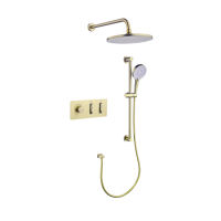 Robinet de douche thermostatique mural encastré à poignée unique de 10 pouces en laiton avec cartouche céramique, finition bronze noir, garantie 5 ans