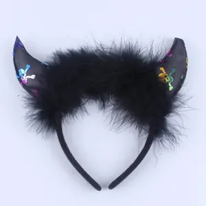 Bandeau d'halloween LED clignotant corne de diable bandeau de cheveux accessoires de Costume de fête cerceau de cheveux