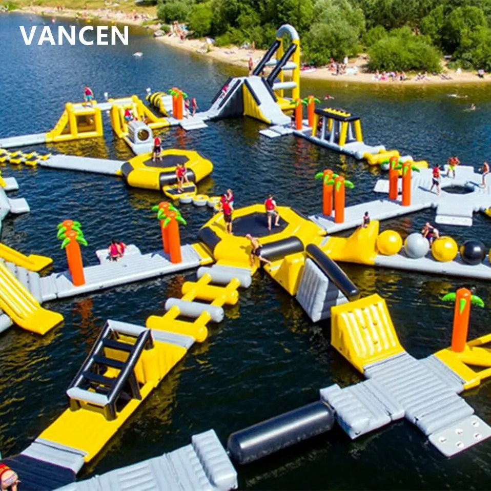 Equipo de parque acuático inflable grande personalizado, equipo flotante de agua marina para playa