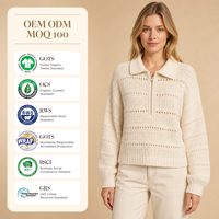Pull personnalisé pour femme en tricot ajouré avec fermeture éclair 1/4, col rond en laine et viscose