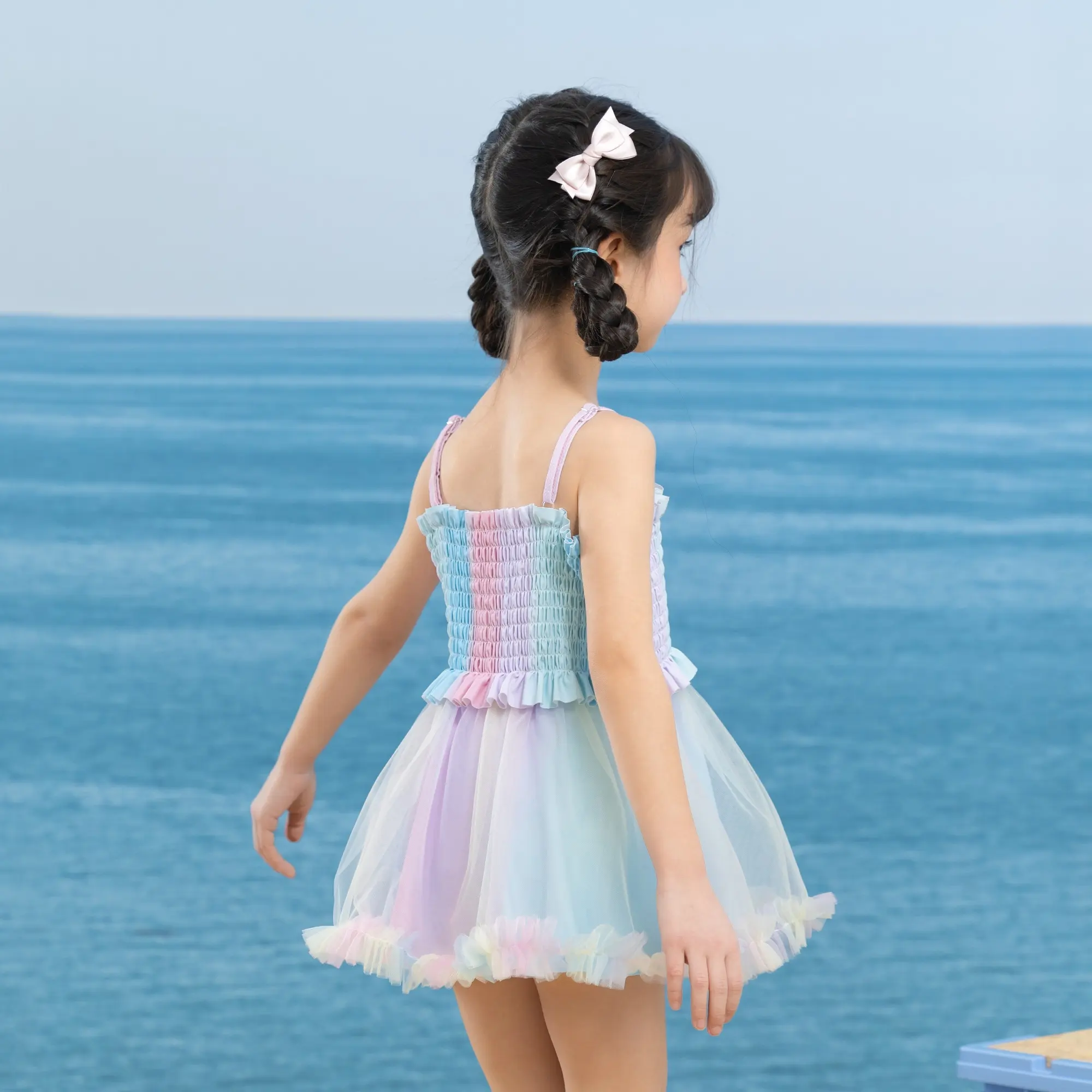 रंगीन बच्चों की स्विमसूट ड्रेस 2024 ग्रीष्मकालीन उच्च गुणवत्ता स्कर्ट के साथ लड़कियों के लिए स्विमवीयर बेबी टॉडलर बीचवियर वन पीस OEM कस्टम