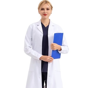 Bata de laboratorio antiestática para hombre y mujer, bata médica para estudiantes universitarios, bata blanca alta, corta, antiácido, alcalina, impresa, uso de verano, hospitales - Product Image 3