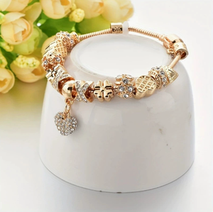 Nuevas Pulseras <span class=keywords><strong>de</strong></span> Lujo con Cuentas Doradas para Mujer, <span class=keywords><strong>Pulsera</strong></span> <span class=keywords><strong>de</strong></span> Moda para Fiesta, <span class=keywords><strong>Pulsera</strong></span> con Colgante <span class=keywords><strong>de</strong></span> Corazón Chapado en <span class=keywords><strong>Oro</strong></span> - Product Image 4