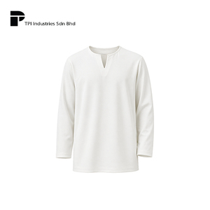 Camisa Étnica Tradicional para Hombre, Fabricada en Malasia, Color Crema, Corte Elegante, Manga Corta, Estilo Moderno, Proveedor OEM - Product Image 1
