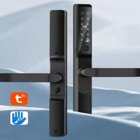 Serrure intelligente ultra-étroite de 30 mm, déverrouillage par empreinte digitale, mot de passe, carte, poignée de porte pour porte coulissante en verre de bureau