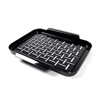 Ensemble de paniers de barbecue rectangulaires noirs antiadhésifs polyvalents avec poignées de plateau de cuisson perforé pour le camping en plein air