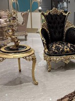 Canapé de luxe royal en bois massif de style français, italien et européen, avec tissu amovible et lavable, design sculpté plaqué or, pour salon