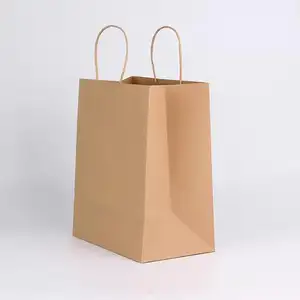 Sac en papier kraft Prix Arrivée écologique Shopping Produit raisonnable Fournisseur d'or pour la nourriture Sac en papier kraft