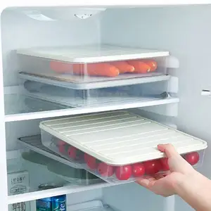 냉동고 식품 보관 용기 쌓을 수있는 냉장고 보관함 과일 야채 고기를 보관할 수있는 뚜껑이있는 식품 보호기 상자