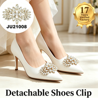 Clips de chaussures détachables en strass et perles en forme de bouquet de fleurs, accessoires de talon pour mariée