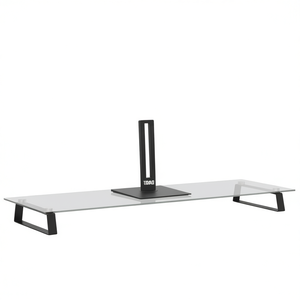 Soporte de metal negro para monitor de vidrio templado, 39.4 pulgadas x 13.8 pulgadas, para uso en escritorio - Product Image 1