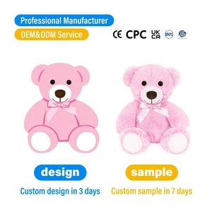 Juguete de Peluche de Alta Calidad con Certificación CE y CPC, Fabricación OEM y ODM, Animales de Peluche al por Mayor, Material de Relleno Personalizado, Osito de Peluche con <span class=keywords><strong>Tu</strong></span> Propia Imagen - Product Image 1
