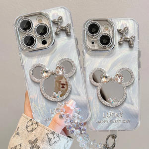 Convient pour Iphone 16 15/13pro <span class=keywords><strong>Mickey</strong></span> Mirror Phone Case 14pro Simple Bracket 11pro Explosion Iphone12 Fine Hole Feather Shell - Product Image 3