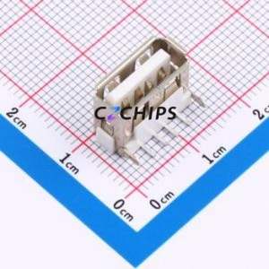 XUBF-012-0403-B USB Connector Bent Lead Through Hole Connector Type-A USB 2.0 Female Right Angle Insert - Product Image 1