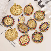 Mode Géométrique Ovale Religieux Vierge Marie Portrait DIY Pendentif En Acier Inoxydable Coloré Zircon À La Main Bijoux Accessoires