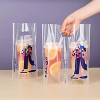 Sacs en plastique transparents pour emporter, vente en gros, pour thé au lait, café, emballage en plastique