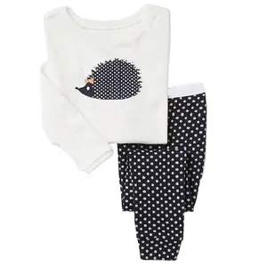 Hedgehog conjunto de pijama infantil, conjunto de pijama estampado para meninas crianças roupas para bebês crianças camisola oem