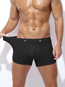 <span class=keywords><strong>Boxer</strong></span> da <span class=keywords><strong>Uomo</strong></span> in Maglia Waffle <span class=keywords><strong>con</strong></span> Cintura a <span class=keywords><strong>Bottoni</strong></span>, Intimo Casual Elasticizzato Nero per Uso Quotidiano - Product Image 3