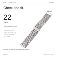 Bracelet de montre en acier inoxydable 304 de 22 mm, bracelet solide à trois maillons brossé et poli avec fermoir pliant