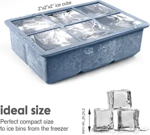 Cubo gelo silicone bandeja 6 cavidade quadrado gelo Molde