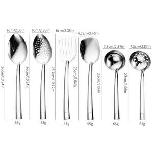 Juego de 6 utensilios de cocina de acero inoxidable de gran venta: cuchara para freír, espátula plana, cuchara para sopa, colador y espátula. - Product Image 6