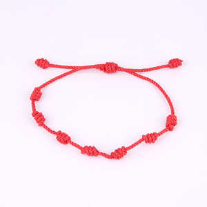 Bracelets à <span class=keywords><strong>Cordon</strong></span> rouge à 7 nœuds, amulette porte-bonheur, succès, prospérité, corde faite à la main, <span class=keywords><strong>Bracelet</strong></span> à <span class=keywords><strong>Cordon</strong></span> rouge - Product Image 5