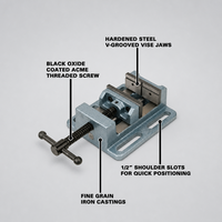 Étau de perceuse à colonne à profil bas, largeur de mâchoire 4 po, ouverture de mâchoire 4 po, profondeur de mâchoire 1-1/2 po, étau d'usinage compact pour usage en atelier