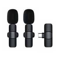 Mikrofon Lavalier Nirkabel 3 in 1 Dual Lapel Mic untuk iPhone Android Kamera Wawancara Siaran Langsung Rekaman