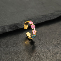 Bague en émail colorée en forme de cœur MECYLIFE, bague ajustable en acier inoxydable pour femmes, bague fleur de marguerite, bague visage souriant, bijoux d'été