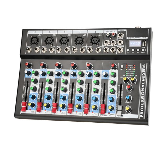 Professional Audio Mixer USB  99 DSP Effect 7 Channel Sound Mixing Console For Karaoke Live Streaming Factory Self made