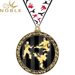 מדליית קראטה אצילית עם סרט דפוס כוכבים ודמויות היאבקות דינמי פרס מתכת באיכות גבוהה לתחרויות ספורט - Product Image 4