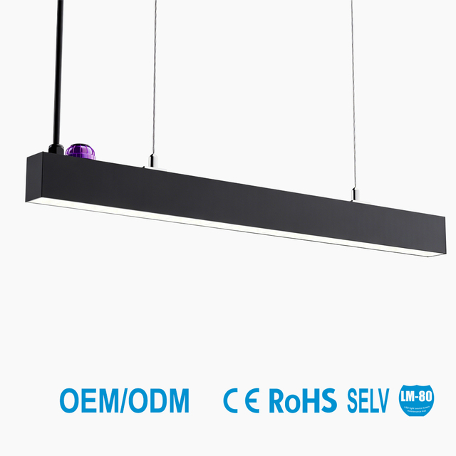 Commercial Aluminum Office Linear Light with Micro Prism Lens Direct & Indirect Lighting Dimmable 5ft Anti-Glare High Efficiency