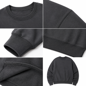 <b>Men's</b> Dark <b>Grey</b> Solid Crew Neck <b>Sweatshirt</b> Raglan Sleeve Regular Fit Casual Fleece Pullover Premium Quality Custom Print - Product Image 5
