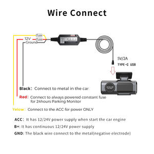 Smart 4 réglages Protection basse tension 5V Parking Guard Chargeur Adaptateur Type-C 3 Lead ACC Hardwire Kit Dash Cam - Product Image 5